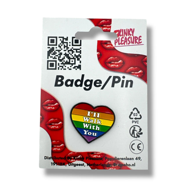 Regenboog Pin – I'll Walk With You (Hartvorm)