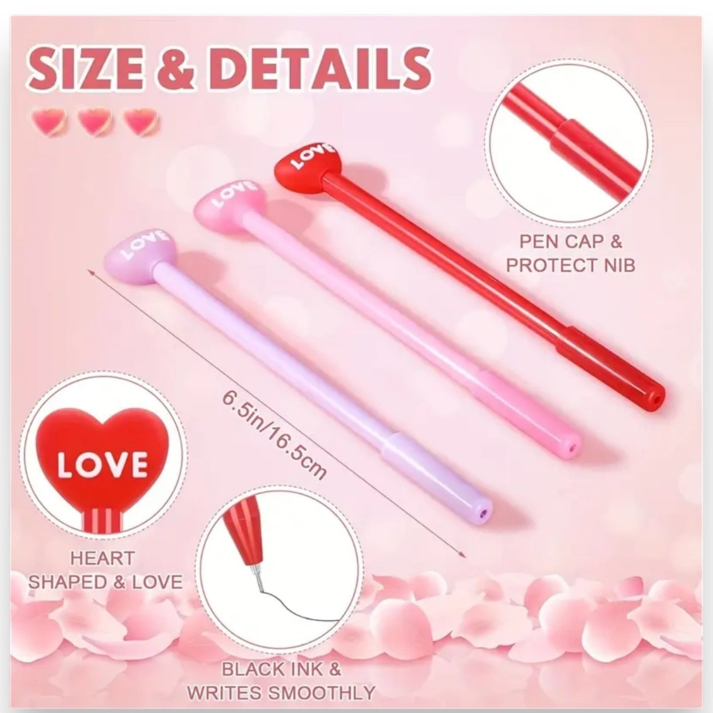 Hartvormige Liefdes Balpennen - 3 Stuks