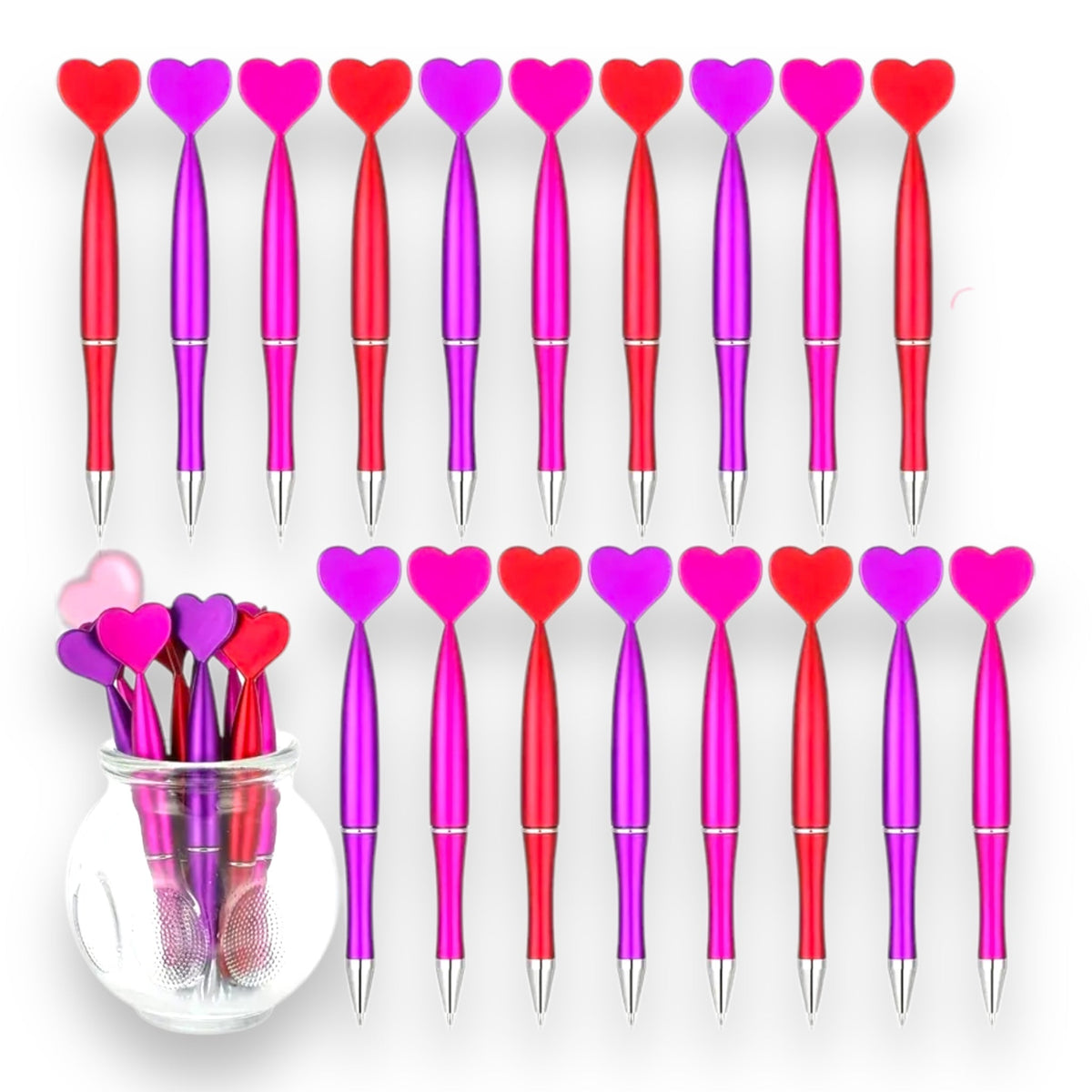 Hartvormige balpennen 14 cm - set van 3