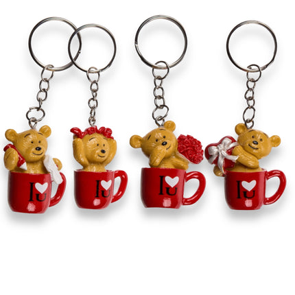 Sleutelhanger Beertje met Liefdesbrief in Mok – Valentijn Cadeautje I Love You