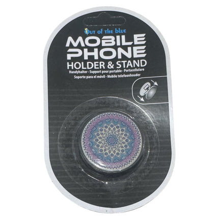 Telefoonhouder & standaard met mandala patroon – rond design paars/blauw