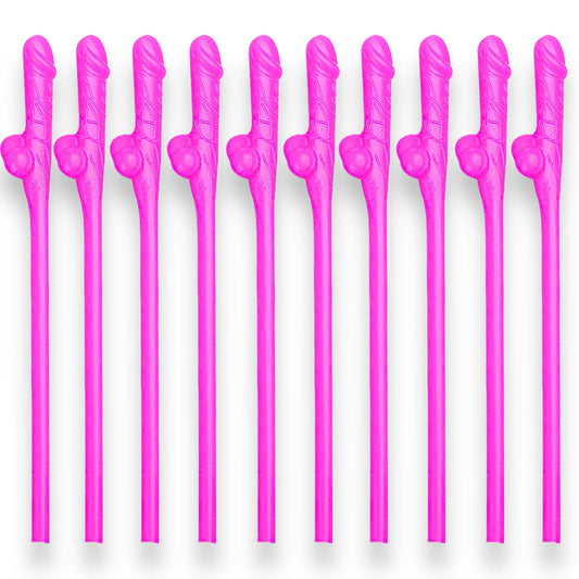 Piemel Rietjes – Set van 10 Roze Drinkrietjes | Vrijgezellenfeest Accessoire