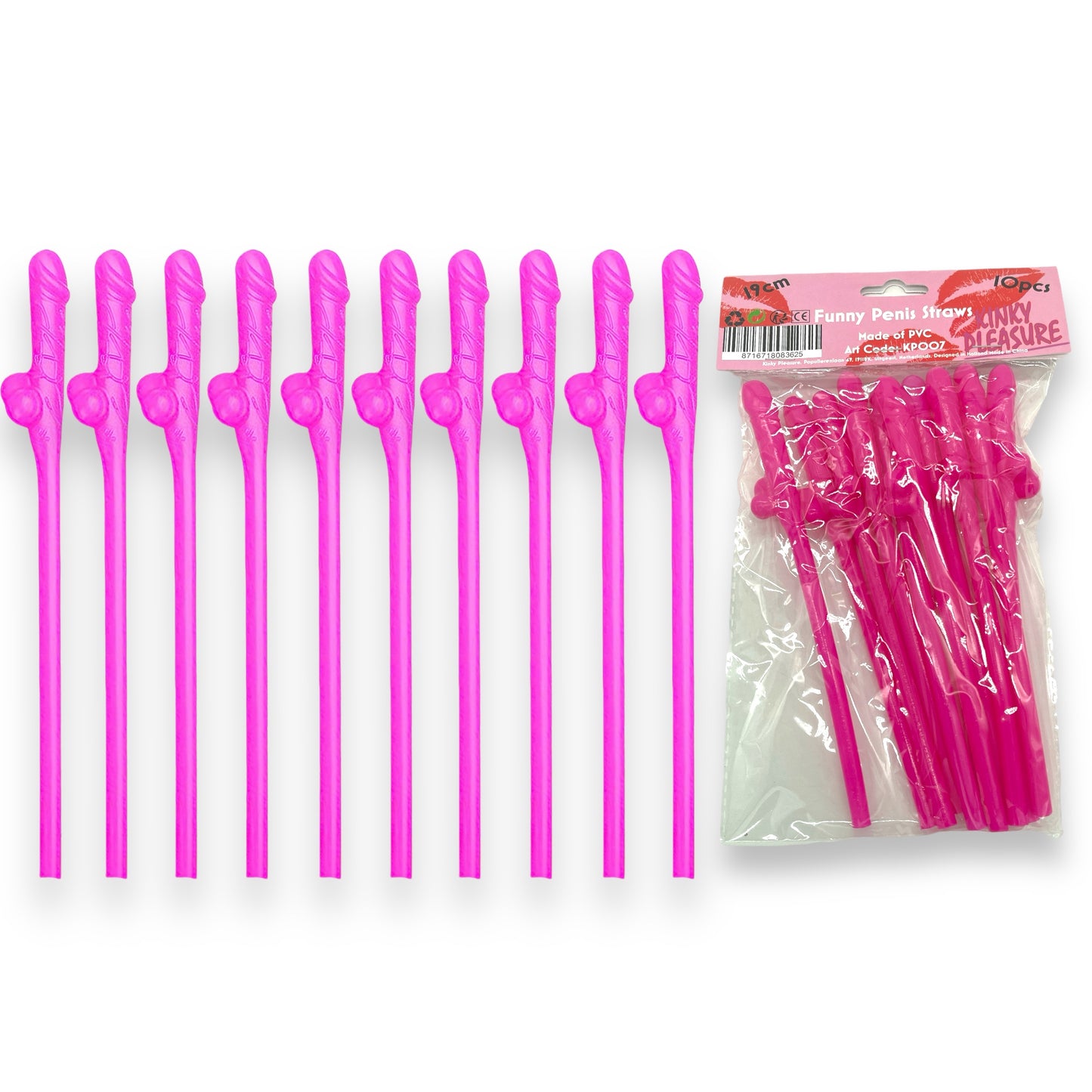 Penis Straws 10 pieces - 7 Colors