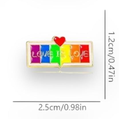 Love Is Love Tekstballon Pin met Hartje – Regenboogkleuren