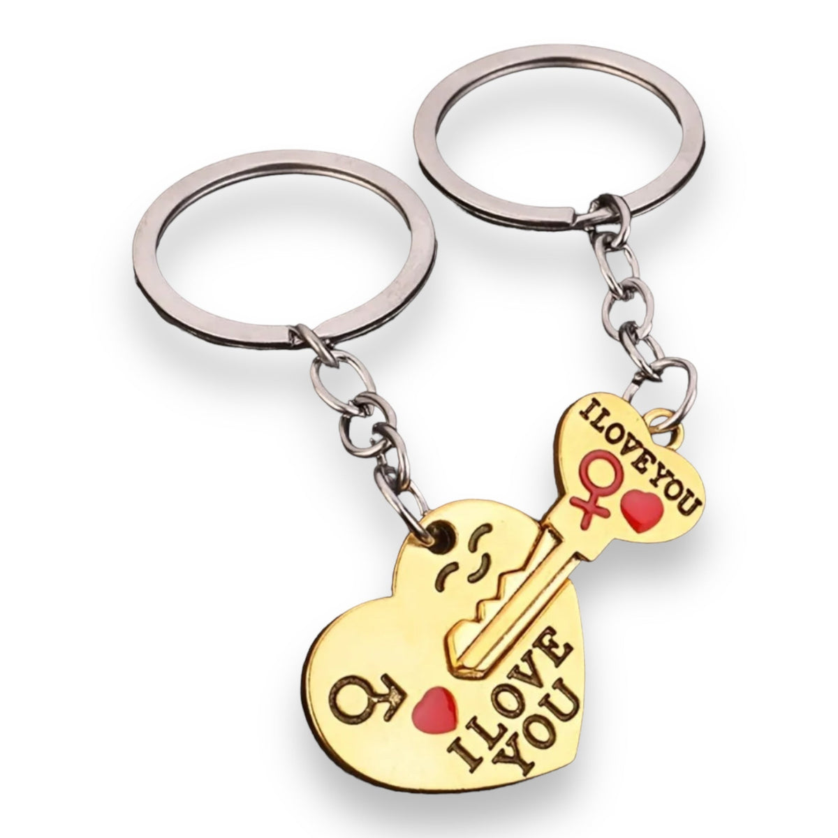 Sleutelhangerset Goud Hart en Sleutel - I Love You
