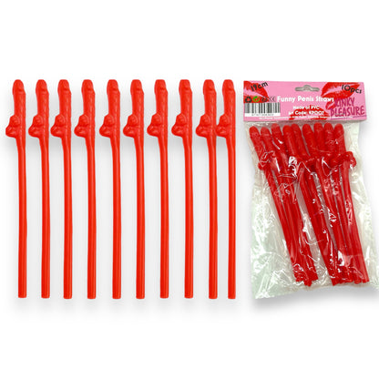 Penis Straws 10 pieces - 7 Colors