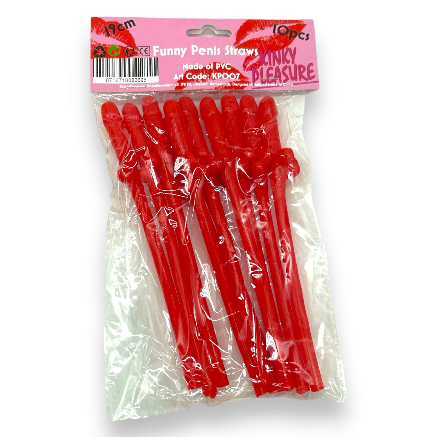 Penis Straws 10 pieces - 7 Colors