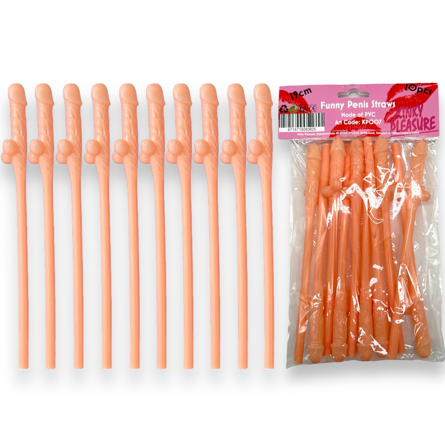 Penis Straws 10 pieces - 7 Colors