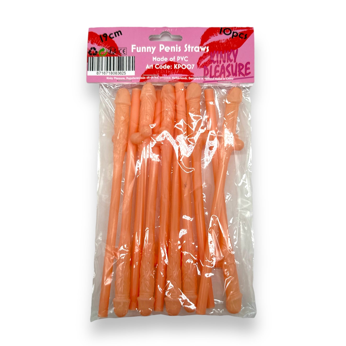 Penis Straws 10 pieces - 7 Colors