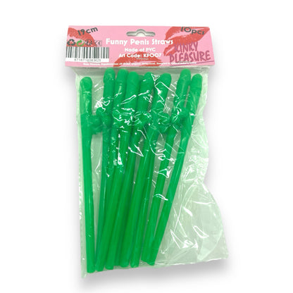 Penis Straws 10 pieces - 7 Colors