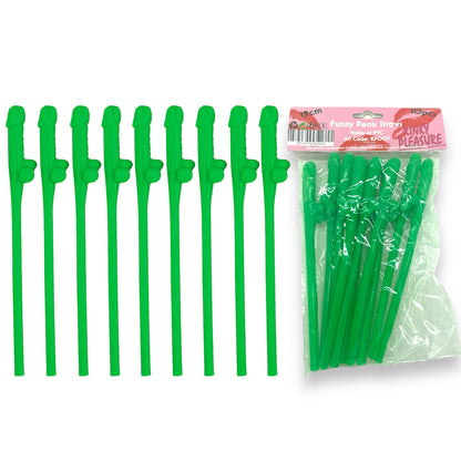 Penis Straws 10 pieces - 7 Colors