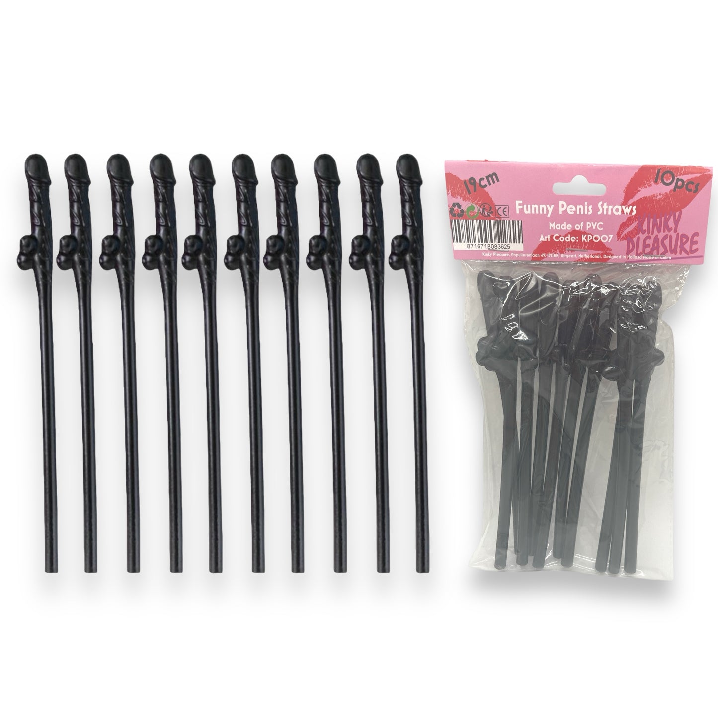 Penis Straws 10 pieces - 7 Colors