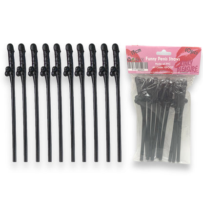 Penis Straws 10 pieces - 7 Colors