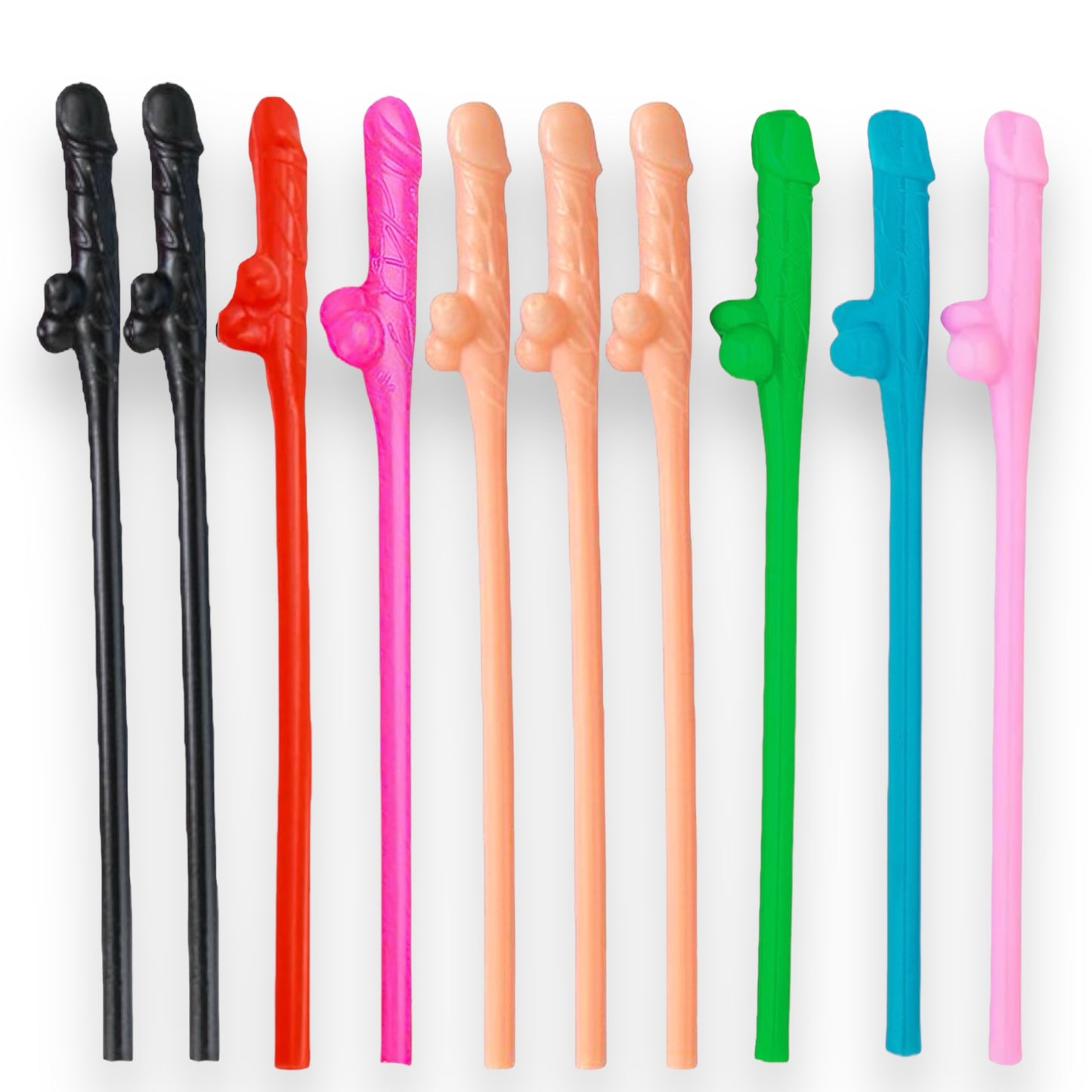 Penis Straws 10 pieces - 7 Colors