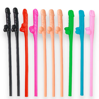 Penis Straws 10 pieces - 7 Colors