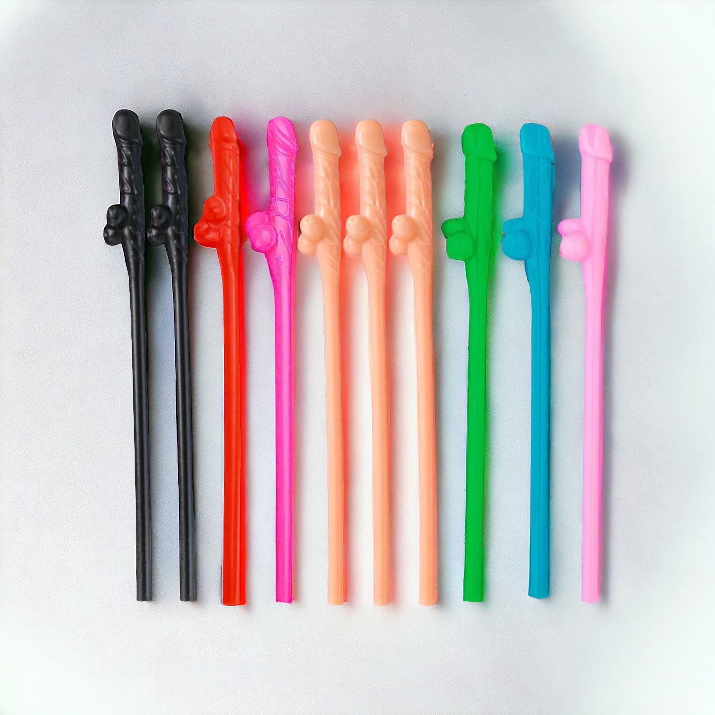 Penis Straws 10 pieces - 7 Colors