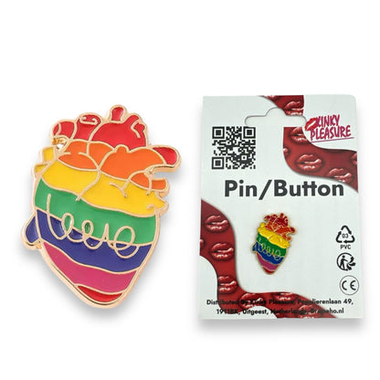 Regenboog Hart Pin – Anatomisch Ontwerp met "Love"-Detail