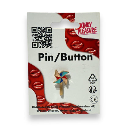 Pin – Gekleurd Pinwiel (Rood, Blauw & Turquoise)