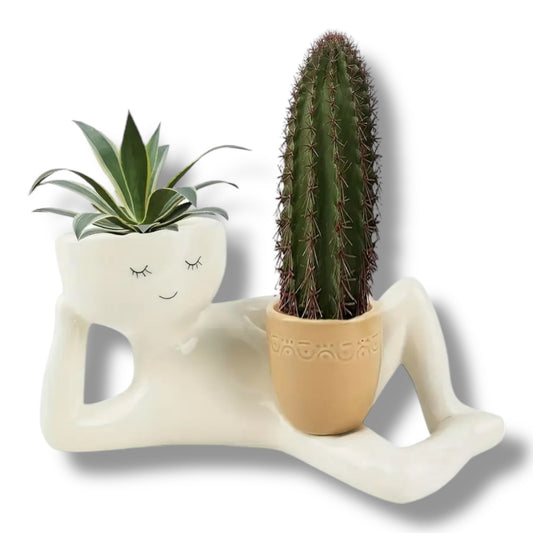 Liggende Man Bloempot – Grappige Dubbele Plantenhouder