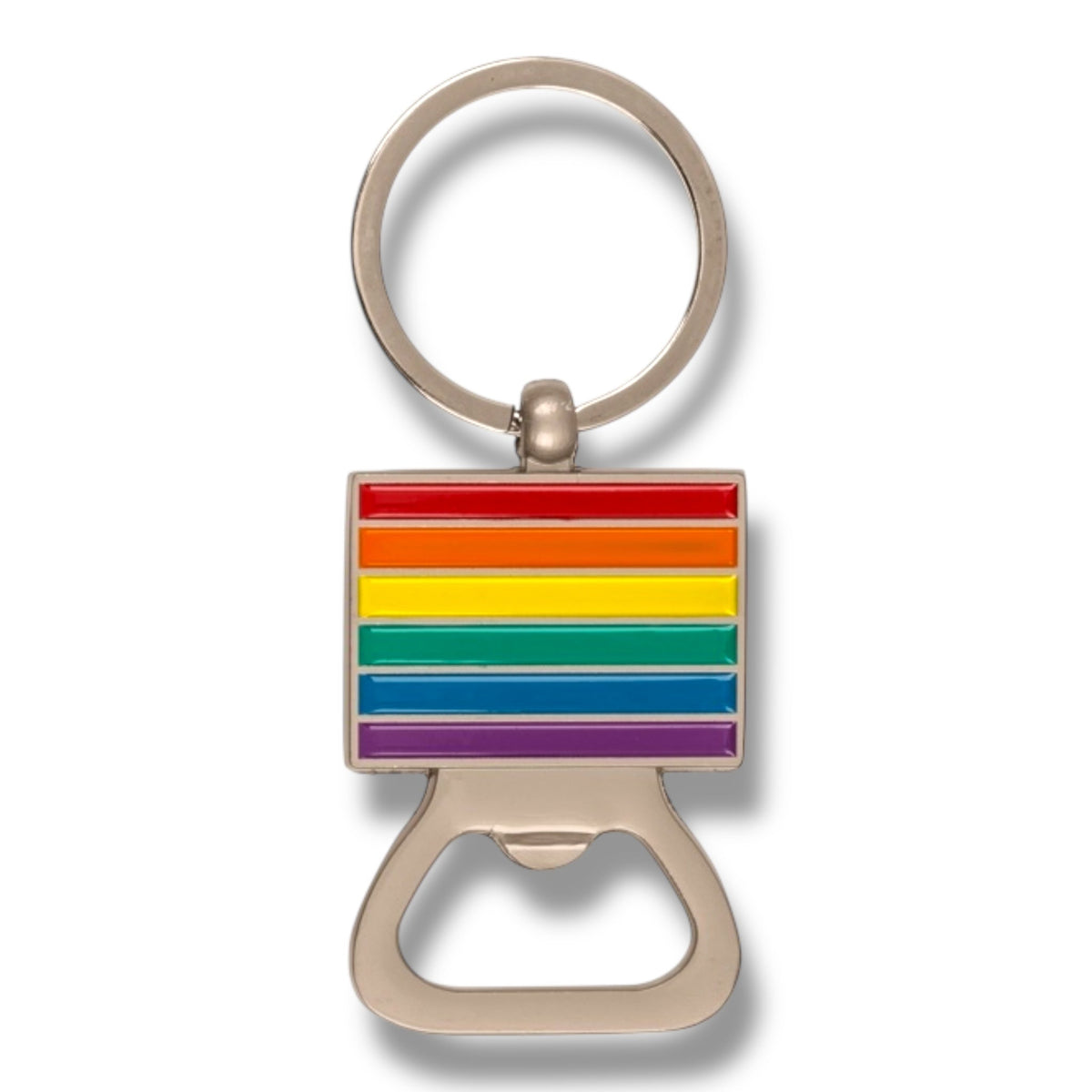 Sleutelhanger Regenboogvlag met Flesopener van Metaal