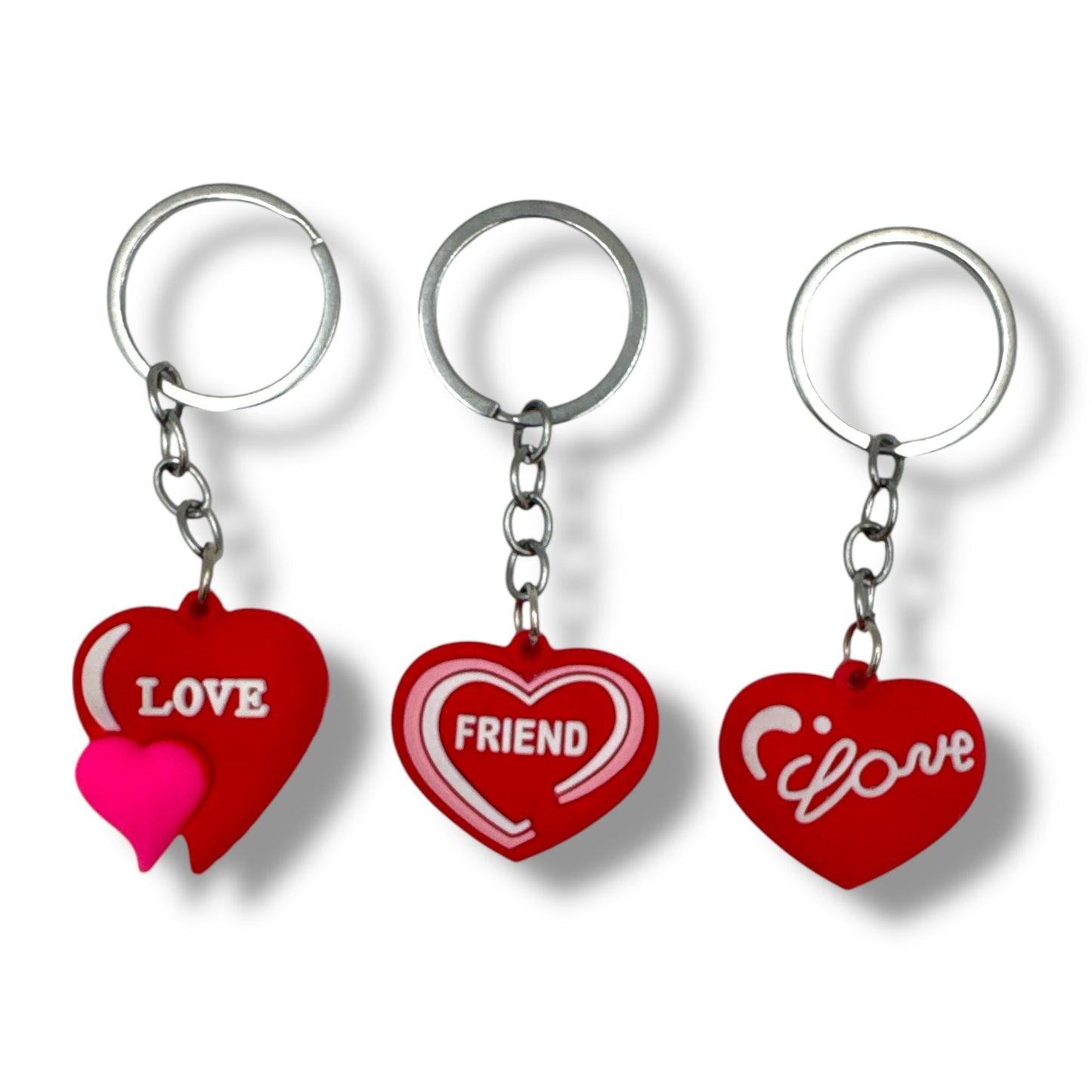 Sleutelhanger Dubbel Hart Rood Roze met "LOVE" – Romantisch Cadeau Valentijn