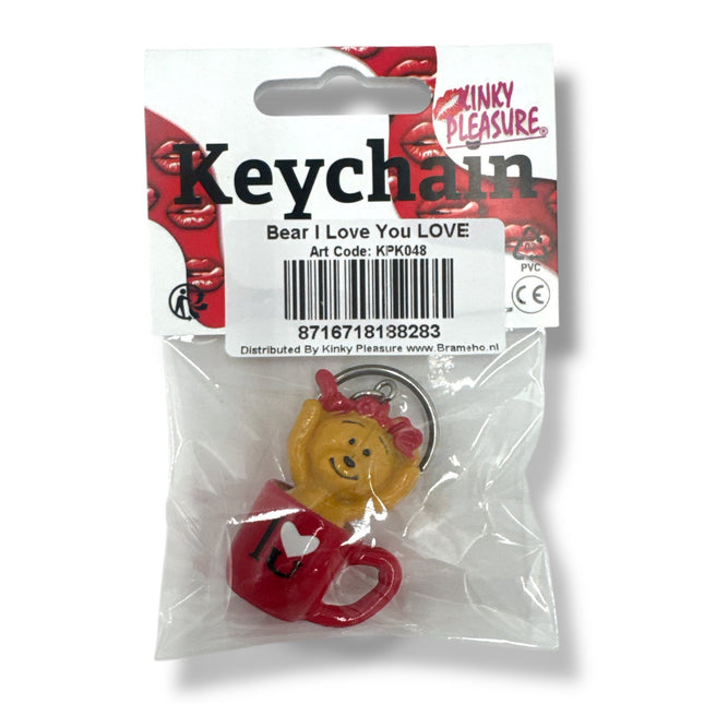 Sleutelhanger Beertje in Mok – Lief Cadeau met I Love You Tekst