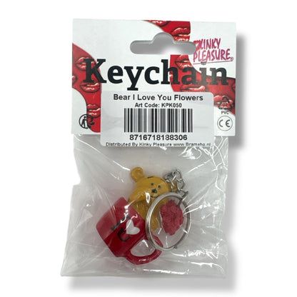 Sleutelhanger Beertje met Rozen in Mok – Romantisch Cadeau I Love You