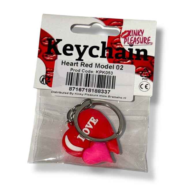 Sleutelhanger Dubbel Hart Rood Roze met "LOVE" – Romantisch Cadeau Valentijn