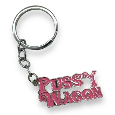 Pussy Wagon Sleutelhanger Metaal met Roze Letters