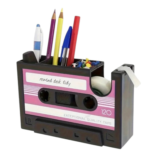 Cassettebandje Bureau Organizer met Plakbandhouder – Retro Design