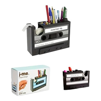 Cassettebandje Bureau Organizer met Plakbandhouder – Retro Design