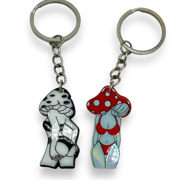 Sleutelhangers Paddenstoelvrouwen - set van 2, pin-upstijl
