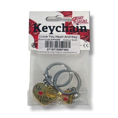 Sleutelhanger Set Goud – Hart & Sleutel "I Love You" – Koppel Sleutelhangers Cadeau