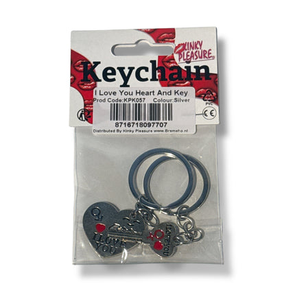 Sleutelhanger Set Zilver – Hart & Sleutel "I Love You" – Valentijn Cadeau voor Koppels