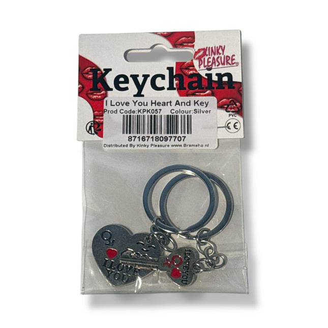 Sleutelhanger Set Zilver – Hart & Sleutel "I Love You" – Valentijn Cadeau voor Koppels