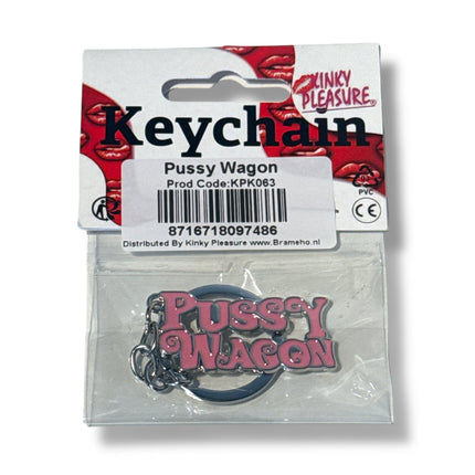 Pussy Wagon Sleutelhanger – Metaal met Roze Letters | Grappige Gadget