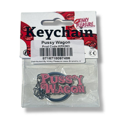 Pussy Wagon Sleutelhanger – Metaal met Roze Letters | Grappige Gadget