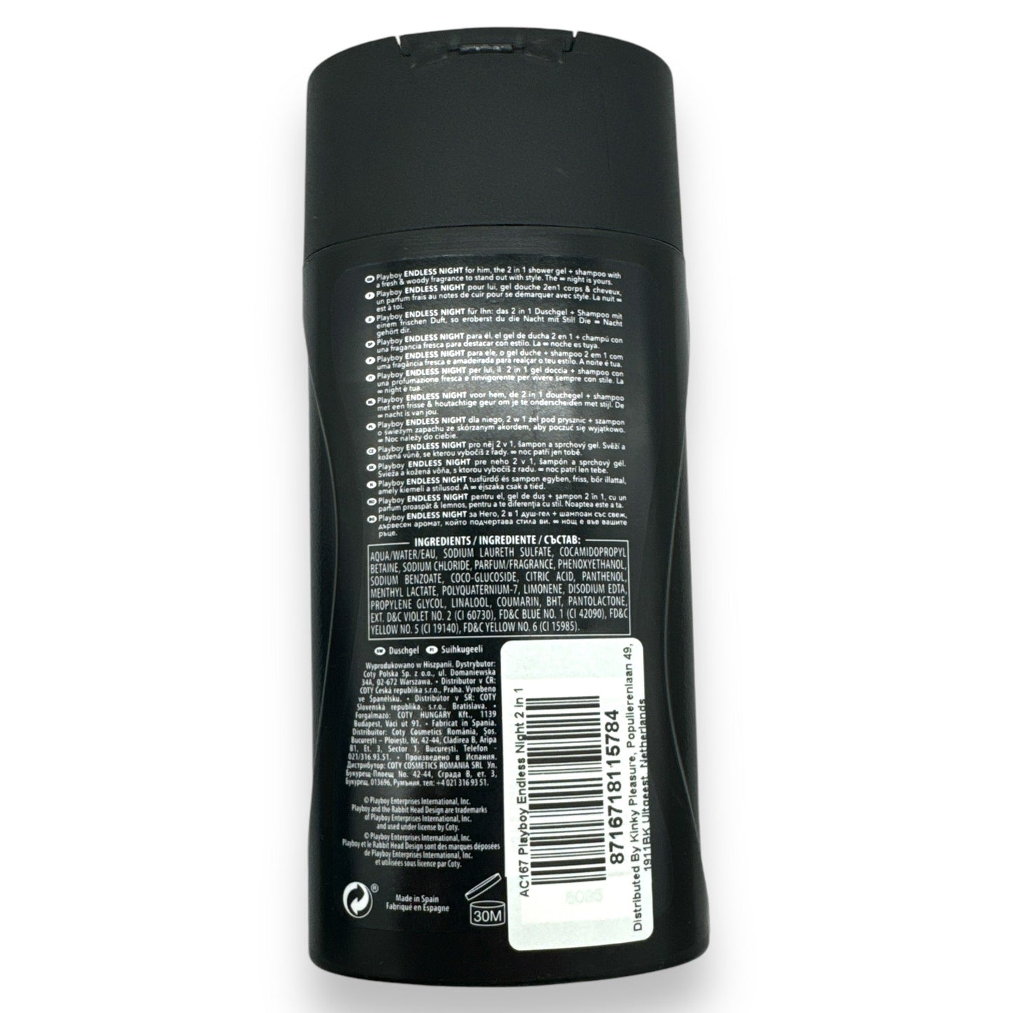 Playboy Endless Night 2-in-1 Douchegel en Shampoo - Voor Hem - 250 ml