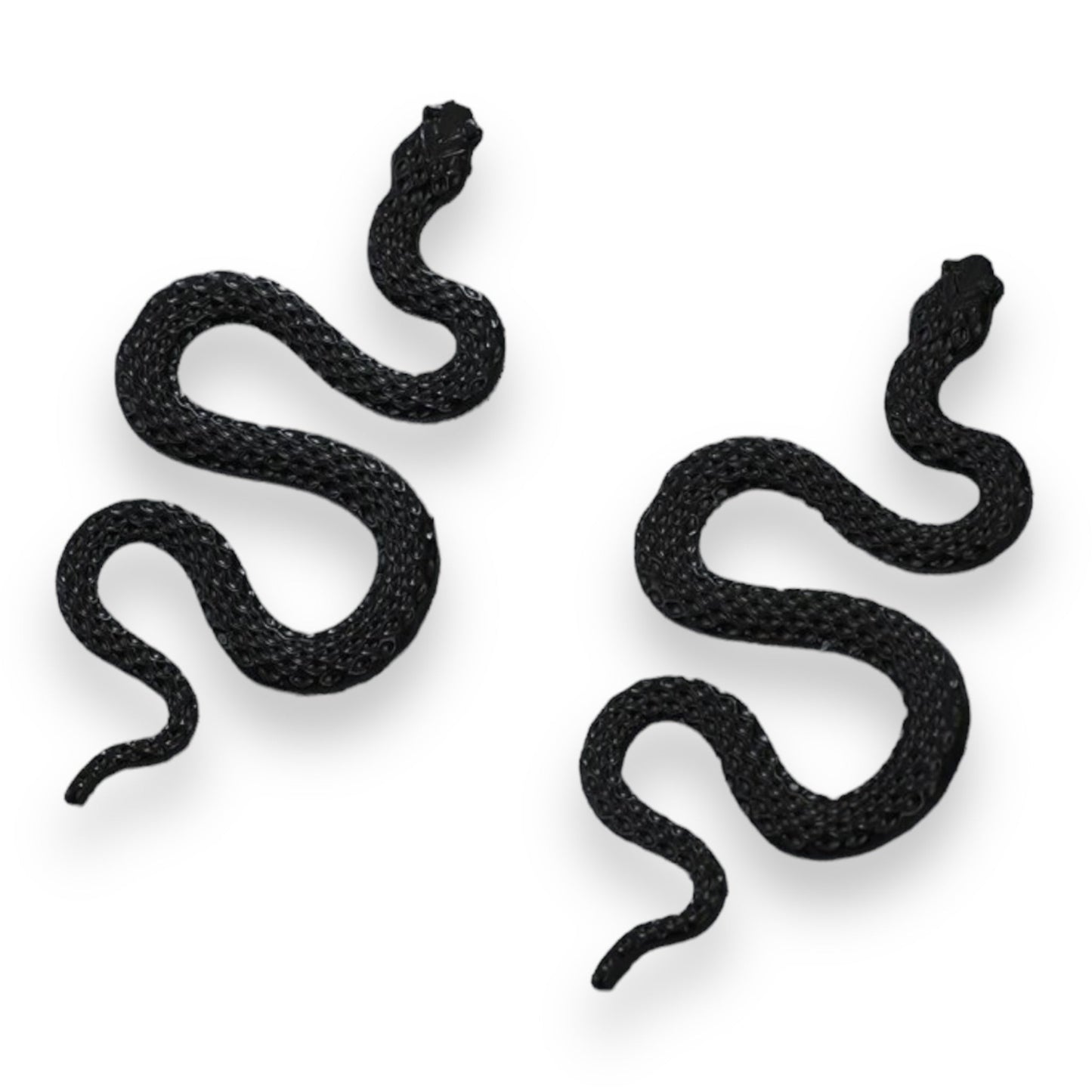 Stoere Zwarte Slang Oorbellen - 7.2 cm