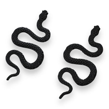 Zwarte Slang Oorbellen 7,2 cm