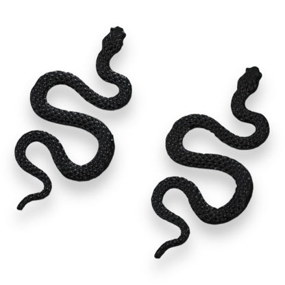 Stoere Zwarte Slang Oorbellen - 7.2 cm