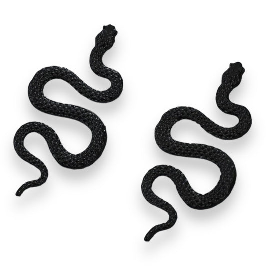 Stoere Zwarte Slang Oorbellen - 7.2 cm