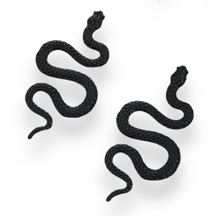 Stoere Zwarte Slang Oorbellen - 7.2 cm