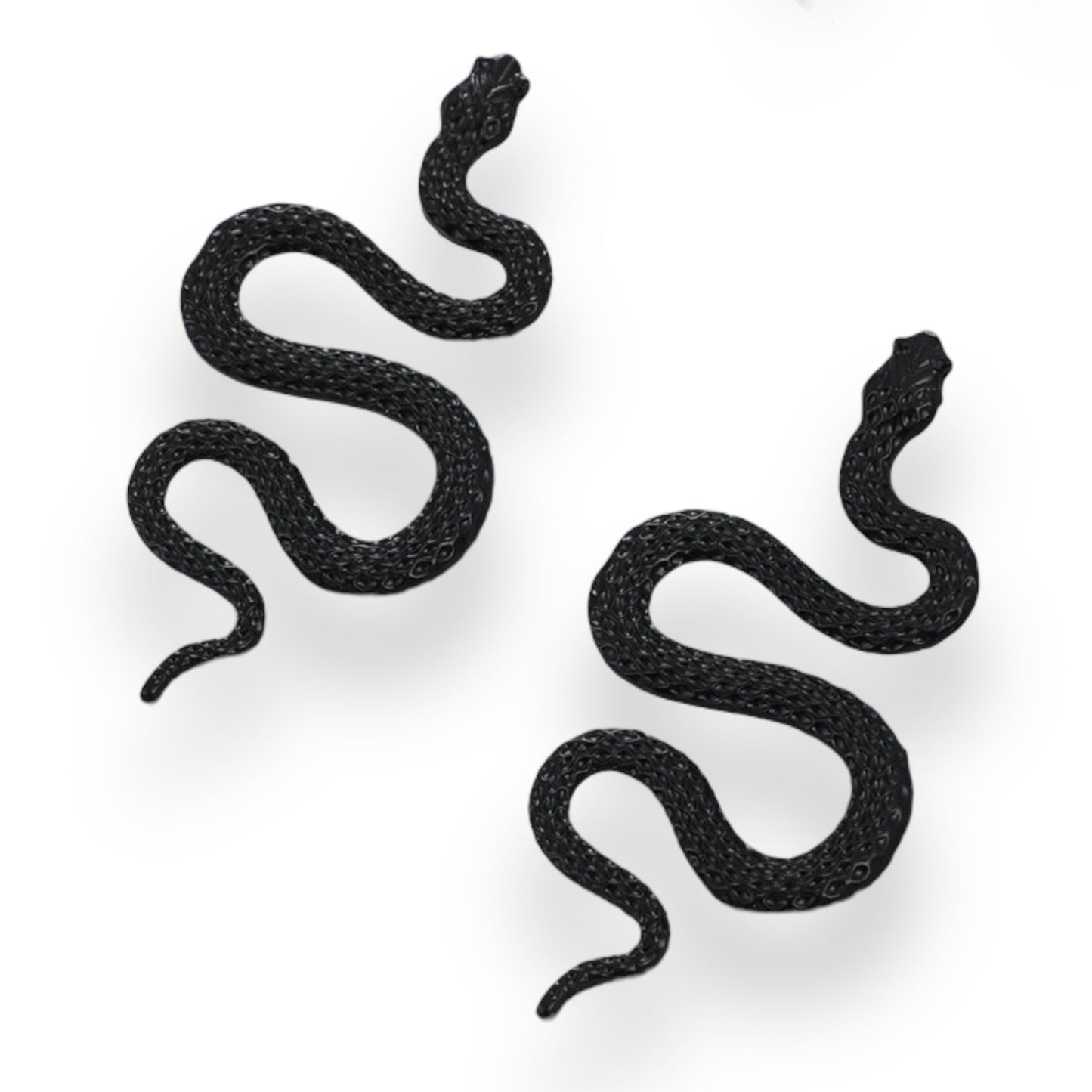 Stoere Zwarte Slang Oorbellen - 7.2 cm