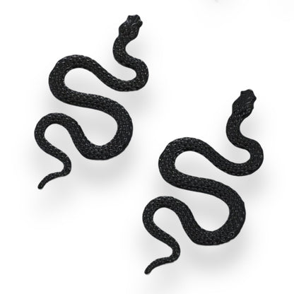 Stoere Zwarte Slang Oorbellen - 7.2 cm