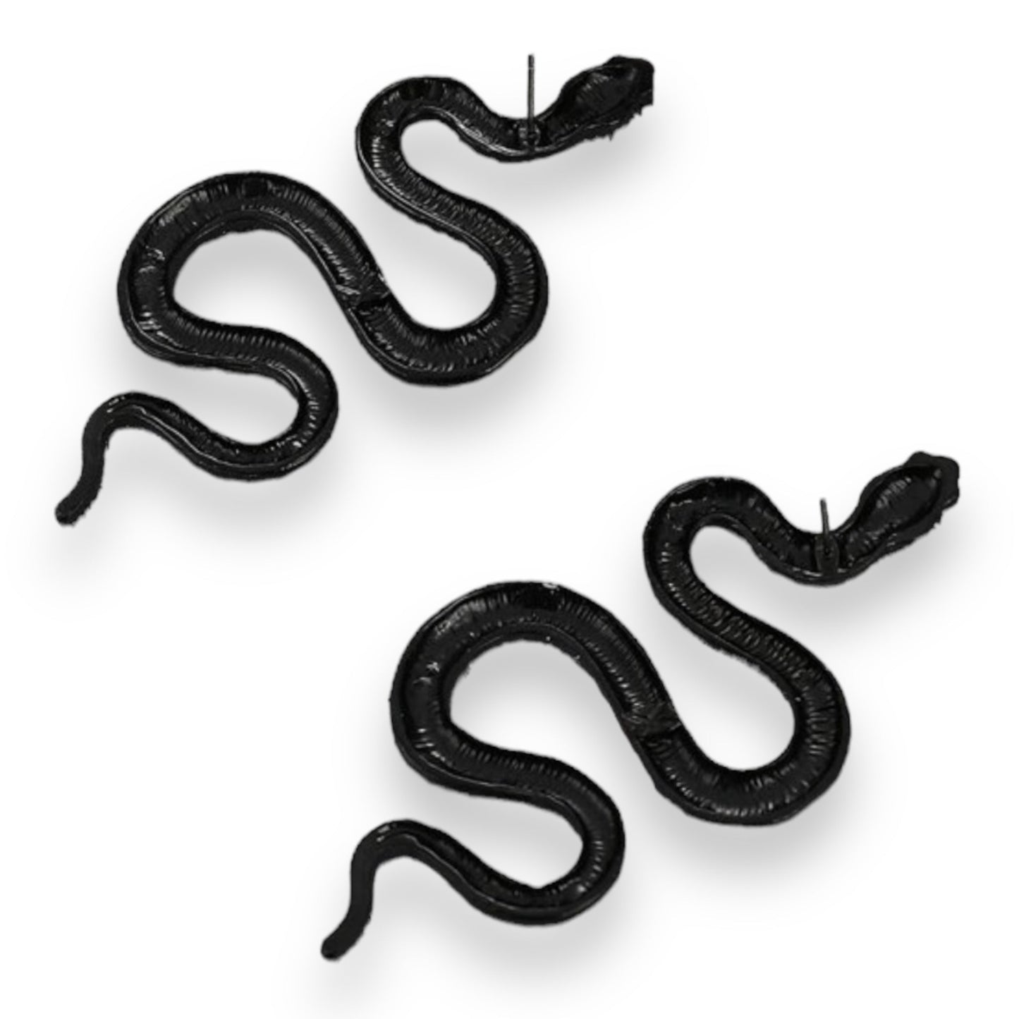 Stoere Zwarte Slang Oorbellen - 7.2 cm
