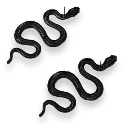 Stoere Zwarte Slang Oorbellen - 7.2 cm