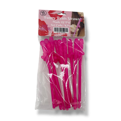 Piemel Rietjes – Set van 10 Roze Drinkrietjes | Vrijgezellenfeest Accessoire