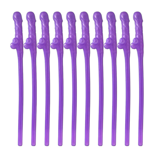 Piemel Rietjes – Set van 10 Paarse Drinkrietjes | Vrijgezellenfeest Accessoire