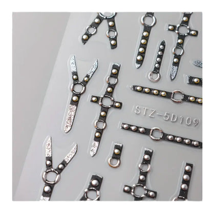 Nail Stickers Bondage – Zwarte Lederlook Bondage met Metaalaccenten